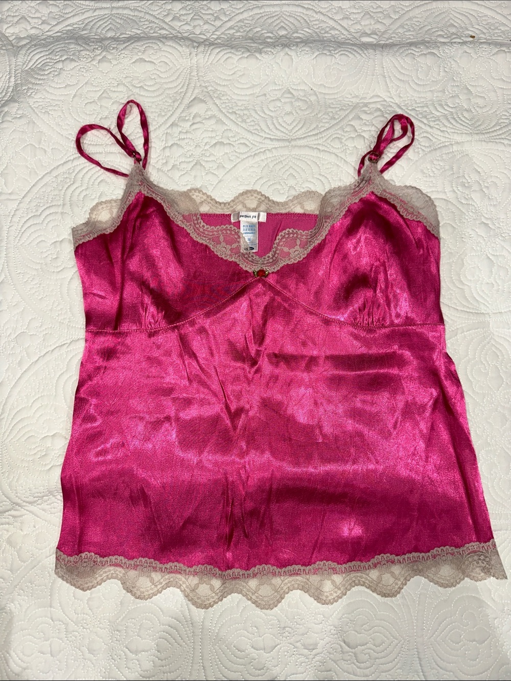 Old Navy Magenta Satin Lace-Trim Camisole